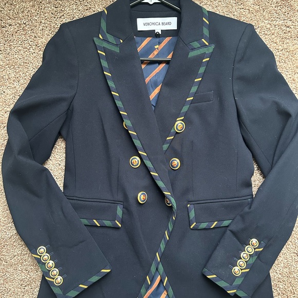 Veronica Beard Jackets & Blazers - Veronica Beard Navy Miller with Green and Gold Accents